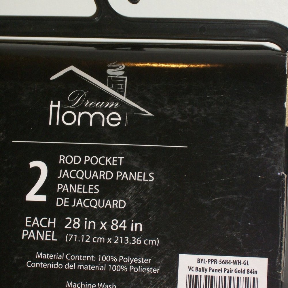 DREAM HOME NWT Gold Jacquard Rod Pocket Curtains Drapes 2 Panels 28" x 84" each - Picture 4 of 8